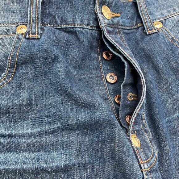 Parish Shorts Men 36W x 14L Blue Stonewash Button Fly Leather High Rise Denim - Picture 8 of 14